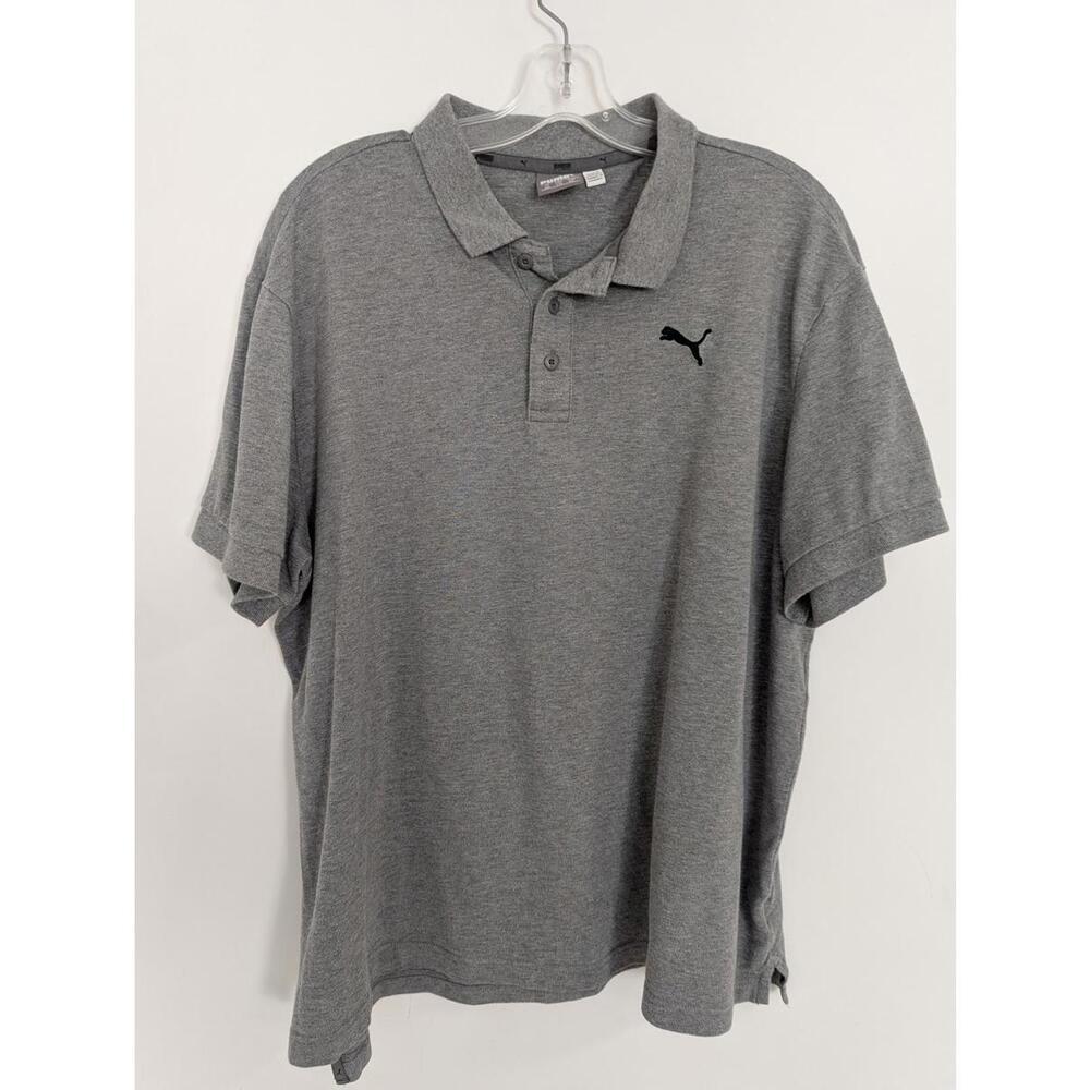Puma Men's Polo Shirt in Gray Size XXL Streetwear Gorpcore Athletic Cotton